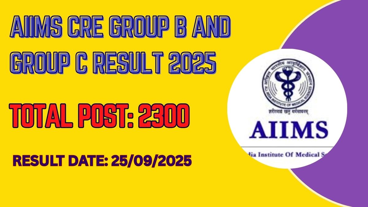 AIIMS CRE Group B and Group C Result 2025 Declared  for 2300 Posts & Check Shortlisted Candidates 